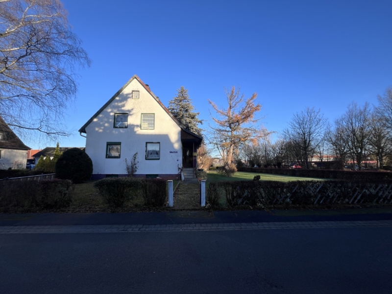 Helles Haus mit grünem Garten